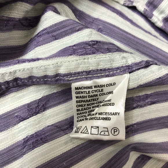 Tommy Bahama Cotton Silk Blend Purple White Palm Embroidered Button Up Shirt L - Picture 8 of 12